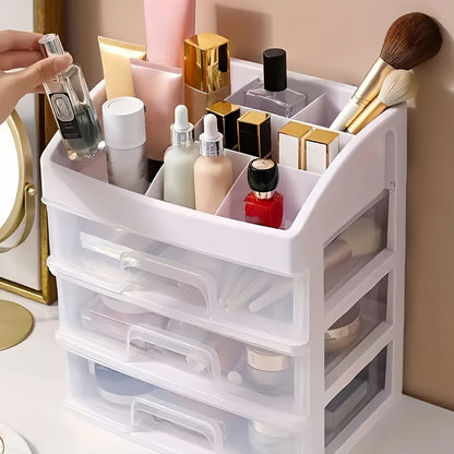 4-Layer Cosmetic Storage Organizer with 3 Pull-Out Drawers Large Capacity Skincare Makeup Desktop Rack No Assembly Bathroom Bedroom Vanity Organizer Gift for Women