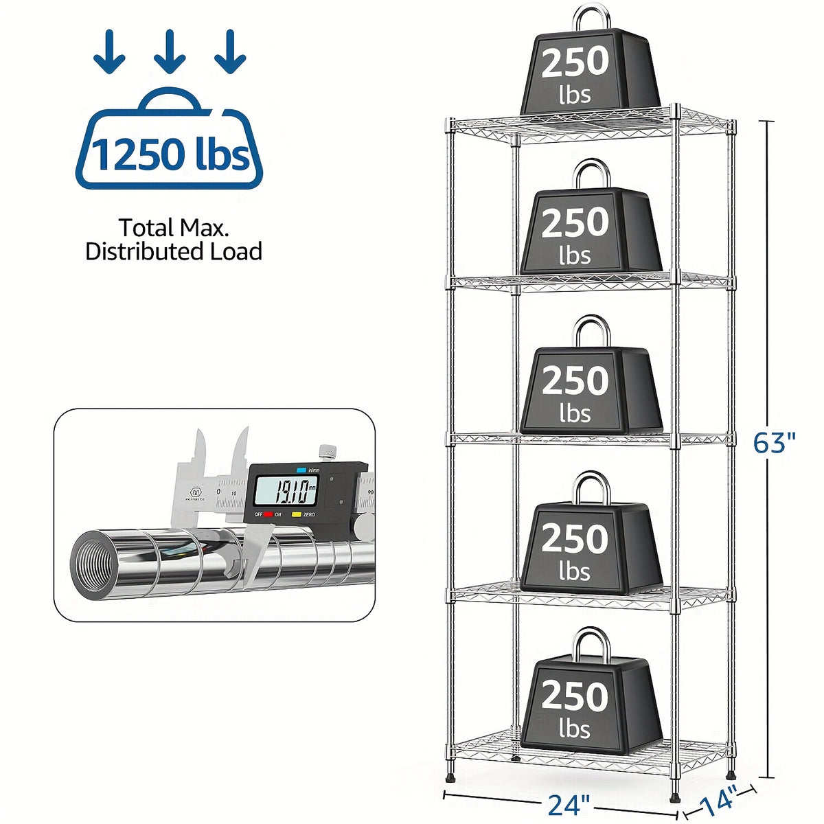 Heavy Duty Adjustable Metal Storage Shelving Unit 4 & 5 Tier - Garage, Pantry, Kitchen & Workshop Organizer Rack, Tool-Free Assembly, Industrial Steel Shelf for Home & Commercial Use