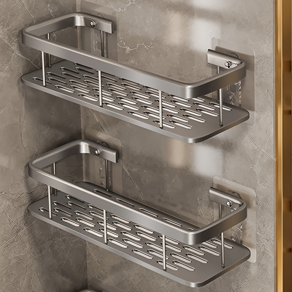 Shower Caddy Hanging 2 Pack – Portable Corner Shower Shelf for Inside Shower, Bathroom Organizer & Storage, No Drilling Required | Rectangle & Triangle