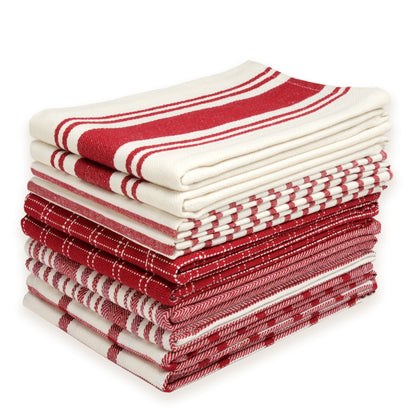 100% Cotton Kitchen Towels 10 Pack – Flat Weave Absorbent Dish Towels in Assorted Colors, Reusable Cloth Towels for Cooking, Cleaning & Drying Hands – Holiday & Everyday Kitchen Essential