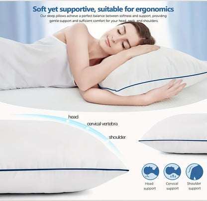 Queen Size Bed Pillows for Sleeping Set of 2 or 4 – Cooling Hotel Quality Down Alternative Pillow 20x30in, Soft Neck Relief Support for Back Stomach Side Sleepers, Breathable & Hypoallergenic