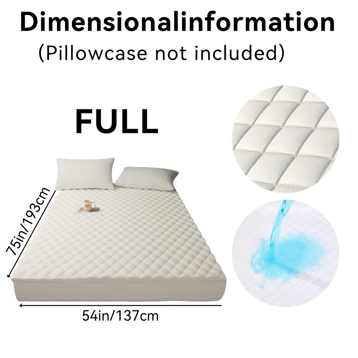 Waterproof Mattress Protector with Side Storage Pocket, Diamond Quilted Deep Pocket Mattress Cover – Breathable Cooling Mattress Pad, Soft Noiseless Bed Protector for Twin Full Queen King, Multiple Colors
