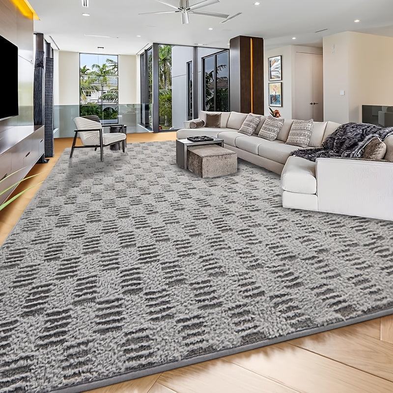 Machine Washable Shaggy Area Rug 650GSM Thick Plush – Soft Fluffy Carpet for Living Room Bedroom Playroom, Jacquard Tie-Dye & Solid Colors, 5x8 6x9 8x10 Ft, Black Grey White Pink Blue