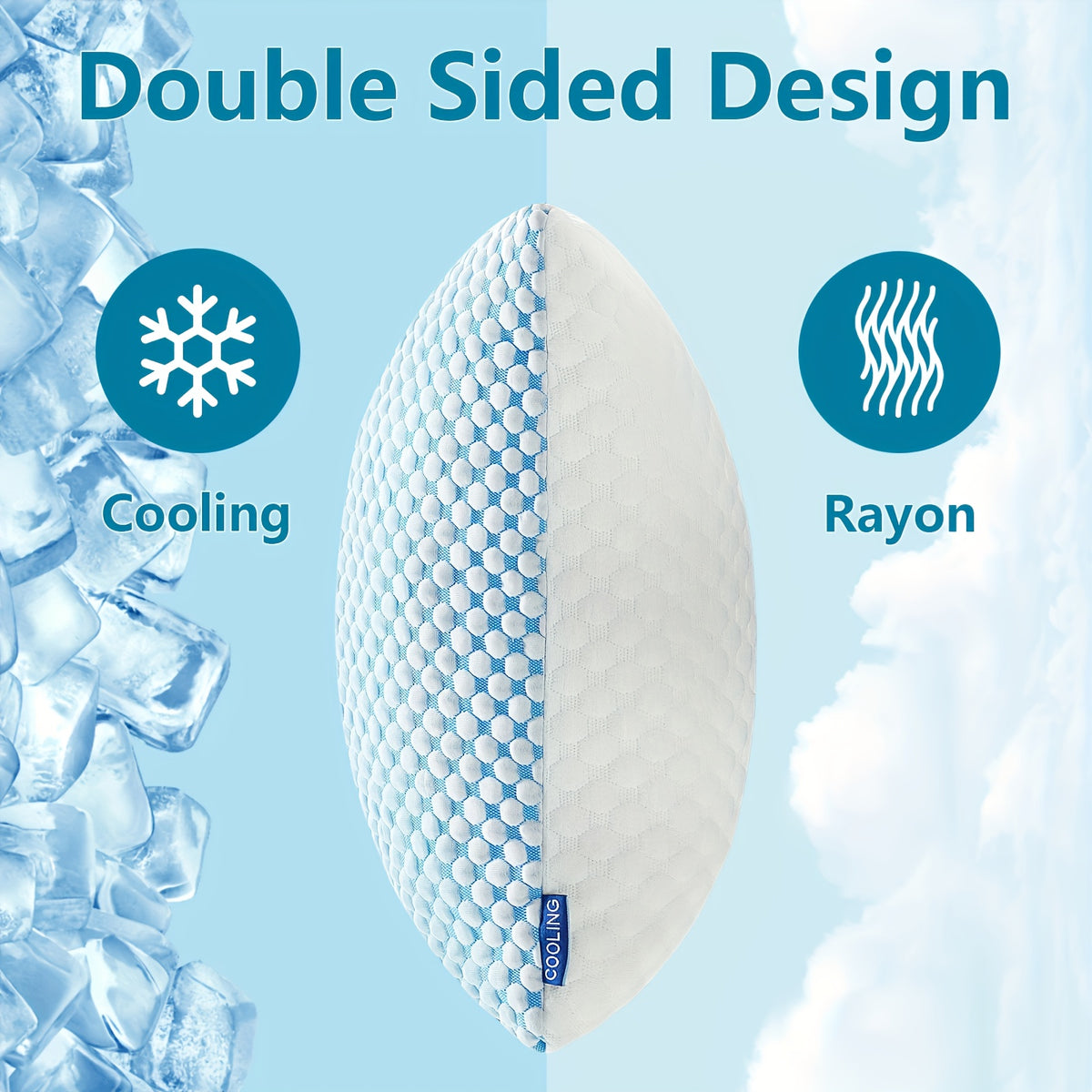 Cooling Bed Pillows 2 Pack – Hotel Quality Non-Collapsing Down Alternative Pillows with Memory Foam Filling, Polyester & Viscose Cover, Machine Washable, Queen & King Size for Side, Back & Stomach Sleepers
