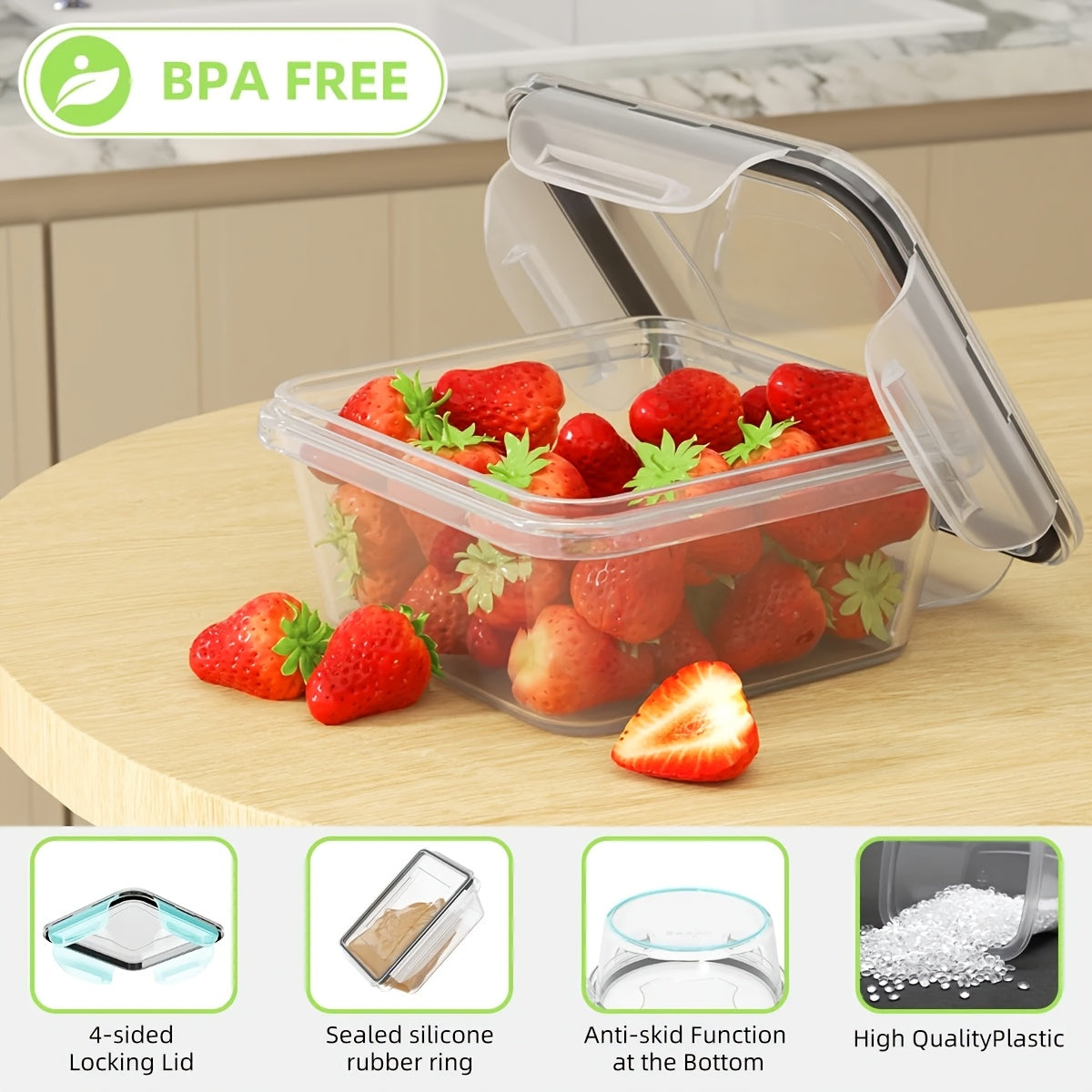 Food Storage Containers Set 24 or 48-Piece – Airtight BPA-Free Meal Prep Containers with Easy-Snap Lids Labels & Marker Reusable Plastic Snack Lunch Pantry Kitchen Organizers