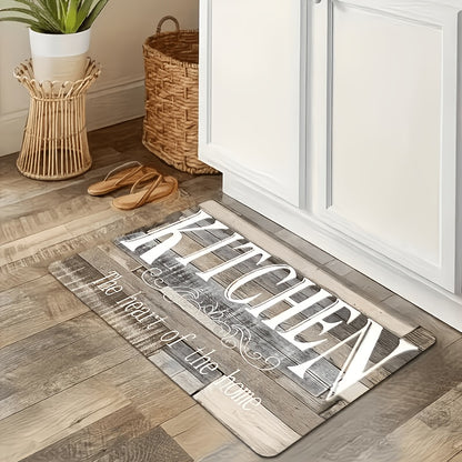 Non-Slip Kitchen Floor Mat with Thick Sponge Filling, 2D Print Anti-Fatigue Cushioned Rug for Kitchen Bathroom Laundry Room Entryway Corridor, Easy to Clean, Multiple Sizes Available