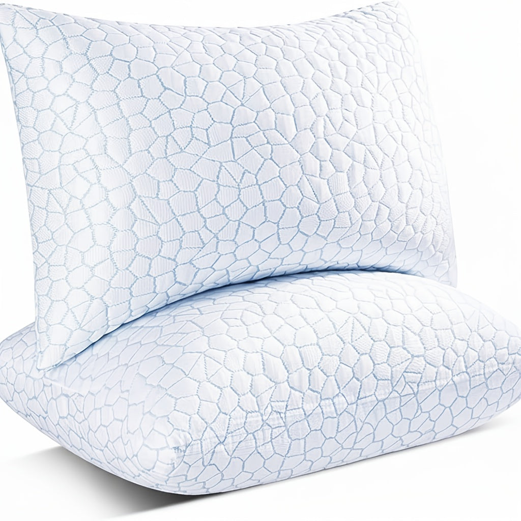 Cooling Bed Pillows 2 Pack – Hotel Quality Non-Collapsing Down Alternative Pillows with Memory Foam Filling, Polyester & Viscose Cover, Machine Washable, Queen & King Size for Side, Back & Stomach Sleepers