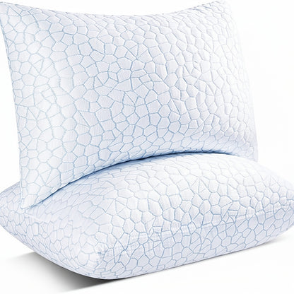 Cooling Bed Pillows 2 Pack – Hotel Quality Non-Collapsing Down Alternative Pillows with Memory Foam Filling, Polyester & Viscose Cover, Machine Washable, Queen & King Size for Side, Back & Stomach Sleepers