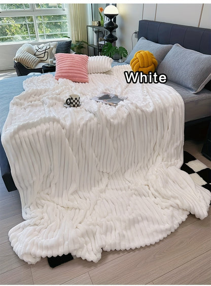 Faux Rabbit Fur Fleece Blanket Ultra-Soft 3D Double-Sided Throw – All-Season Plush Blanket for Bed, Couch & Travel, Multi-Color in 4 Sizes: White, Pink, Gray, Khaki, Purple & More