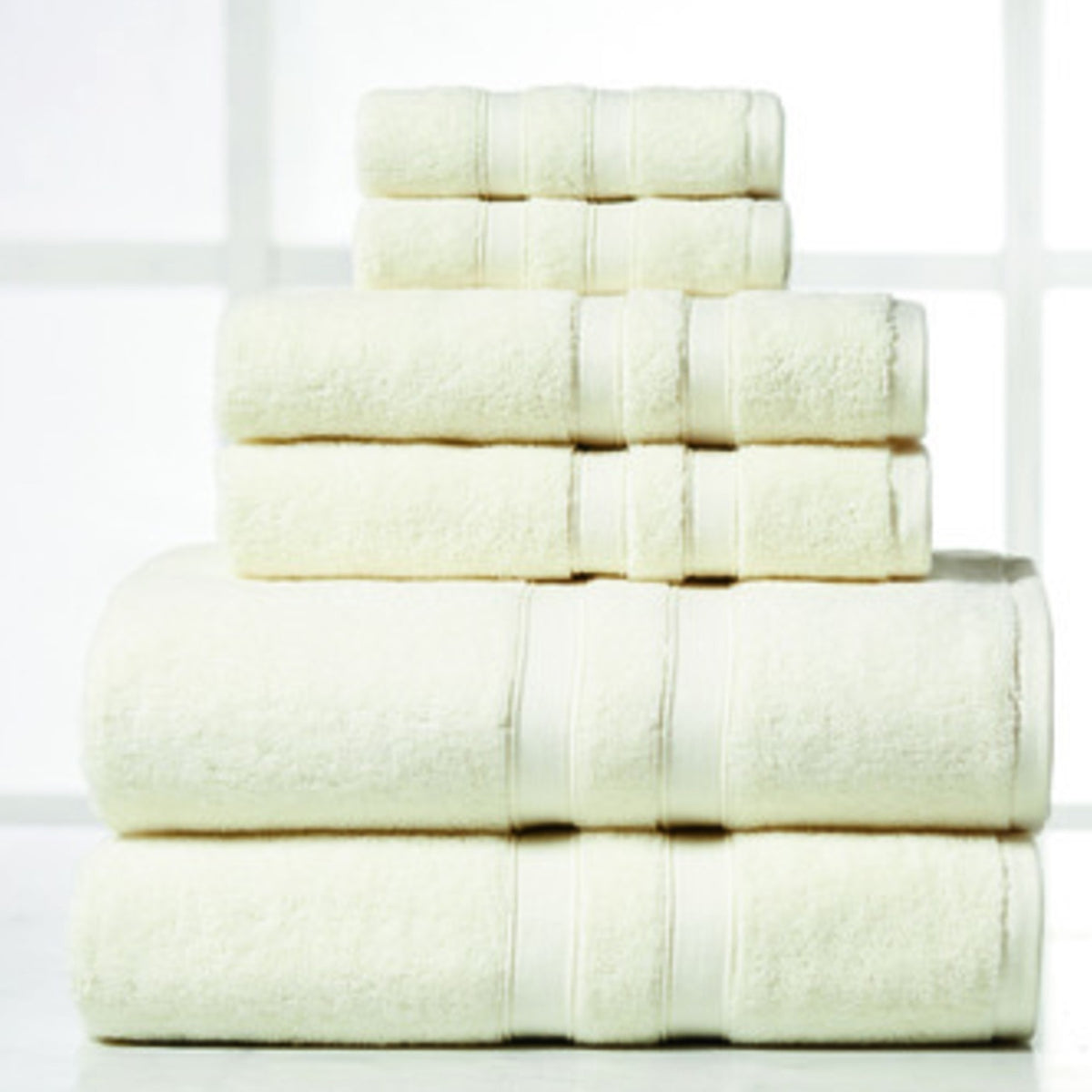 Egyptian Cotton Towel Set 6 Piece – 650 GSM Luxury Bath Towels with Zero Twist Loops, Ultra Soft & Highly Absorbent, Includes 2 Bath Towels, 2 Hand Towels & 2 Washcloths for Bathroom Spa Experience