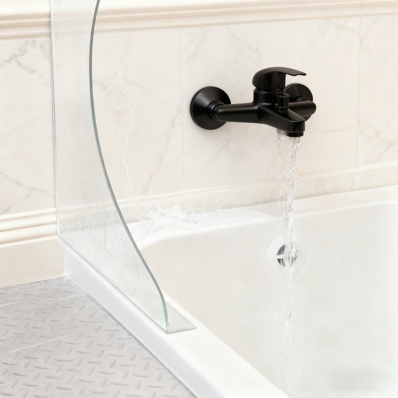 Curved Acrylic Splash Guards for Bathtub & Sink - 2pcs Transparent Waterproof Bathroom Splash Protectors, Tool-Free Adhesive, No Drilling Required, Heavy-Duty Durable Design