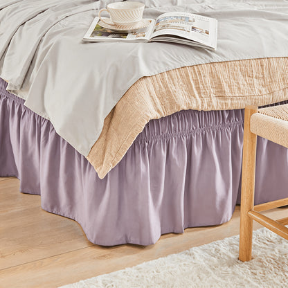 Bed Skirt Wrap Around Elastic – 15 Inch Drop Microfiber Dust Ruffle No Lift Needed Adjustable Hotel Quality Fade Resistant Machine Washable Twin Full Queen King 30 Colors