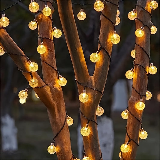 Solar String Lights Outdoor Crystal Ball 100-200 LED IP44 Waterproof Garden Patio Yard Balcony Camping Party Decor Warm White Multicolor Purple