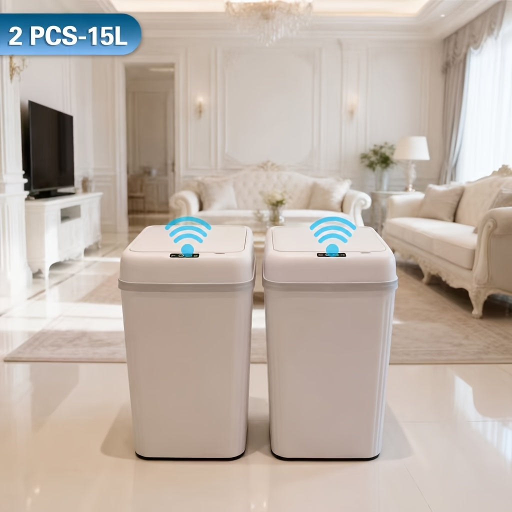 Smart Sensor Trash Can Automatic Touchless – Large Capacity Quiet Odor-Proof Pet-Resistant Auto Open Close Garbage Bin for Kitchen Living Room Bathroom Bedroom, 1 or 2 Pack Sleek Design