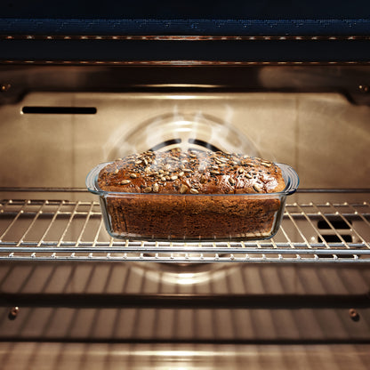 Glass Loaf Pan with Lid Large Capacity 1.9Qt – Microwave & Oven Safe Bread Baking Dish with Handle, Stackable Sealable Glass Baking Pan for Bread, Cakes & Food Storage, Kitchen Baking Supplies
