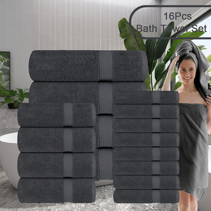 Towel Set 8 Piece & 16 Piece – Soft Absorbent Bath Towels, Hand Towels & Washcloths | Quick Dry Thickened Bathroom Towels for Home Hotel Spa | 12 Colors