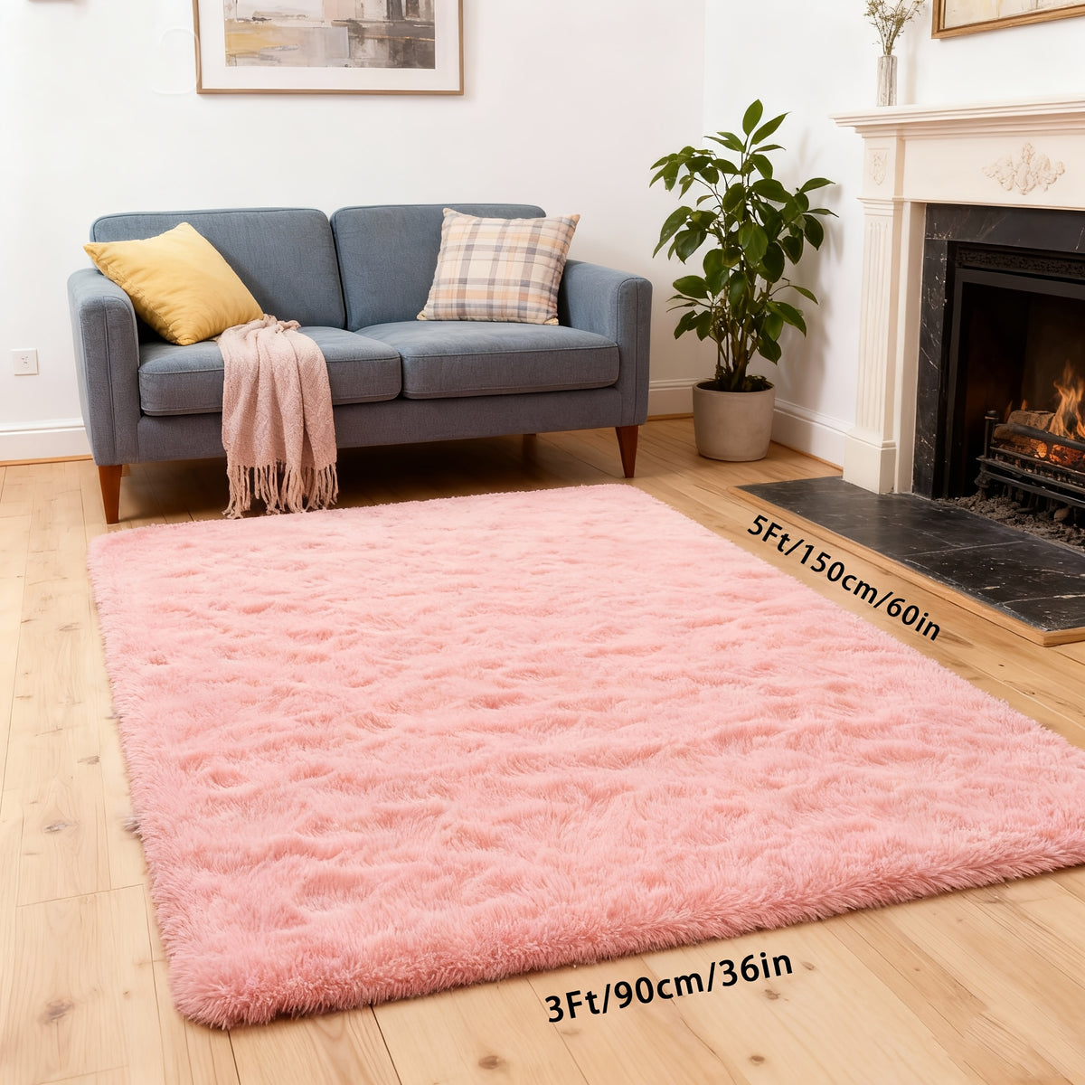 Machine Washable Shag Rug Super Soft Thick Plush Non-Slip Fluffy Carpet for Bedroom Living Room Study Dorm - 3x5 5x7 6x9 8x10 Ft - White Pink Gray Blue Green Black Home Decor Christmas Gift