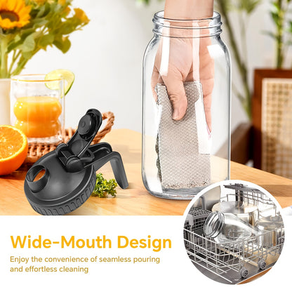 Glass Water Pitcher 64oz with Leak-Proof Lid - Thickened Lead-Free Glass Cold Brew Coffee Bottle, Refrigerator Storage Jug for Water, Juice, Iced Tea & Breast Milk