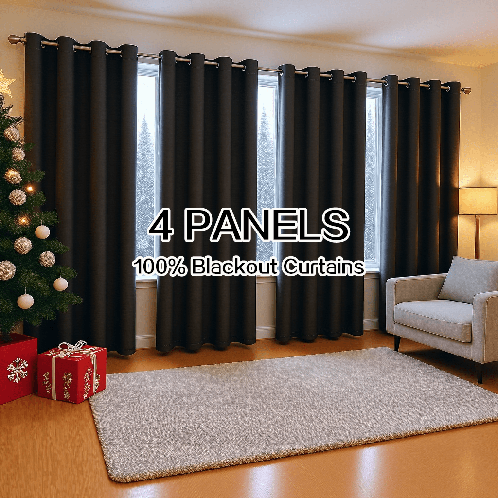 Blackout Curtains 4 Panels 100% Light Blocking Thermal Insulated Soundproof Privacy Curtains for Bedroom Living Room, Heat Noise Reduction Window Drapes, Multiple Sizes, Wine Red Black Gray