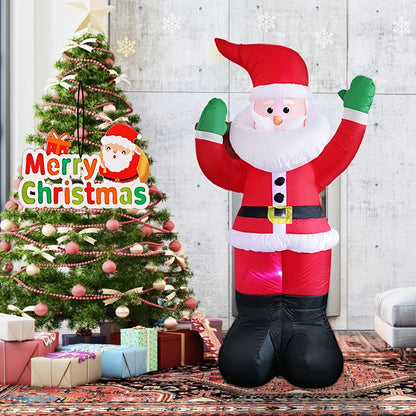 5ft Inflatable Snowman Christmas Yard Decoration with Rotating LED Lights, Giant Outdoor Inflatable Christmas Decor for Lawn Garden Home Party, Built-in Fan, Stakes & Sandbags Included, 59 Inch