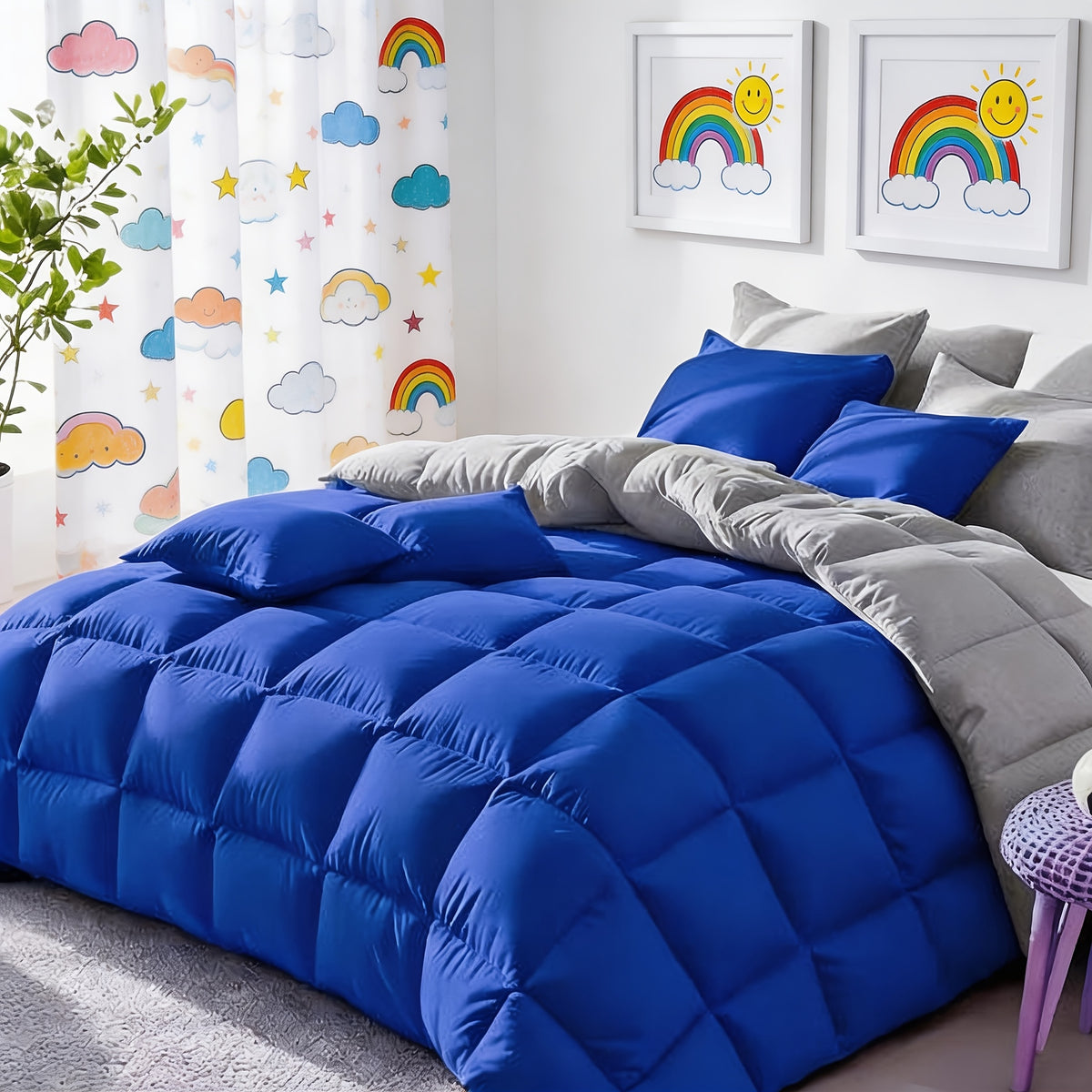 Comforter Sets Queen King Full 7 Piece Bed in a Bag – Soft Satin-Like Fabric, Breathable Quilt Set with Fitted Sheet, Flat Sheet & 4 Pillowcases, Multiple Colors for Bedroom Hotel School