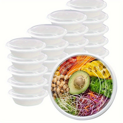24oz Meal Prep Bowls with Lids Disposable Bento Food Containers – Stackable BPA-Free Microwave Freezer Dishwasher Safe, 50/100/150 Pack Black White