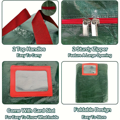 Christmas Tree Storage Bag PVC Extra Large – Fits Trees Up to 7.5 Feet, Durable Waterproof Material with Double Zippers & Strong Handles, Xmas Holiday Tree Organizer, Red