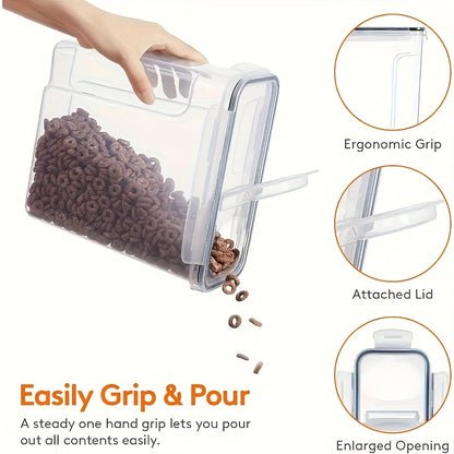Pour Spout Food Storage Containers 4 Pack Extra Large 4L/135oz – BPA-Free Airtight Pantry Canisters for Cereal Flour Rice Nuts Grains, Includes Free Labels & Marker Pen, Kitchen Pantry Organization