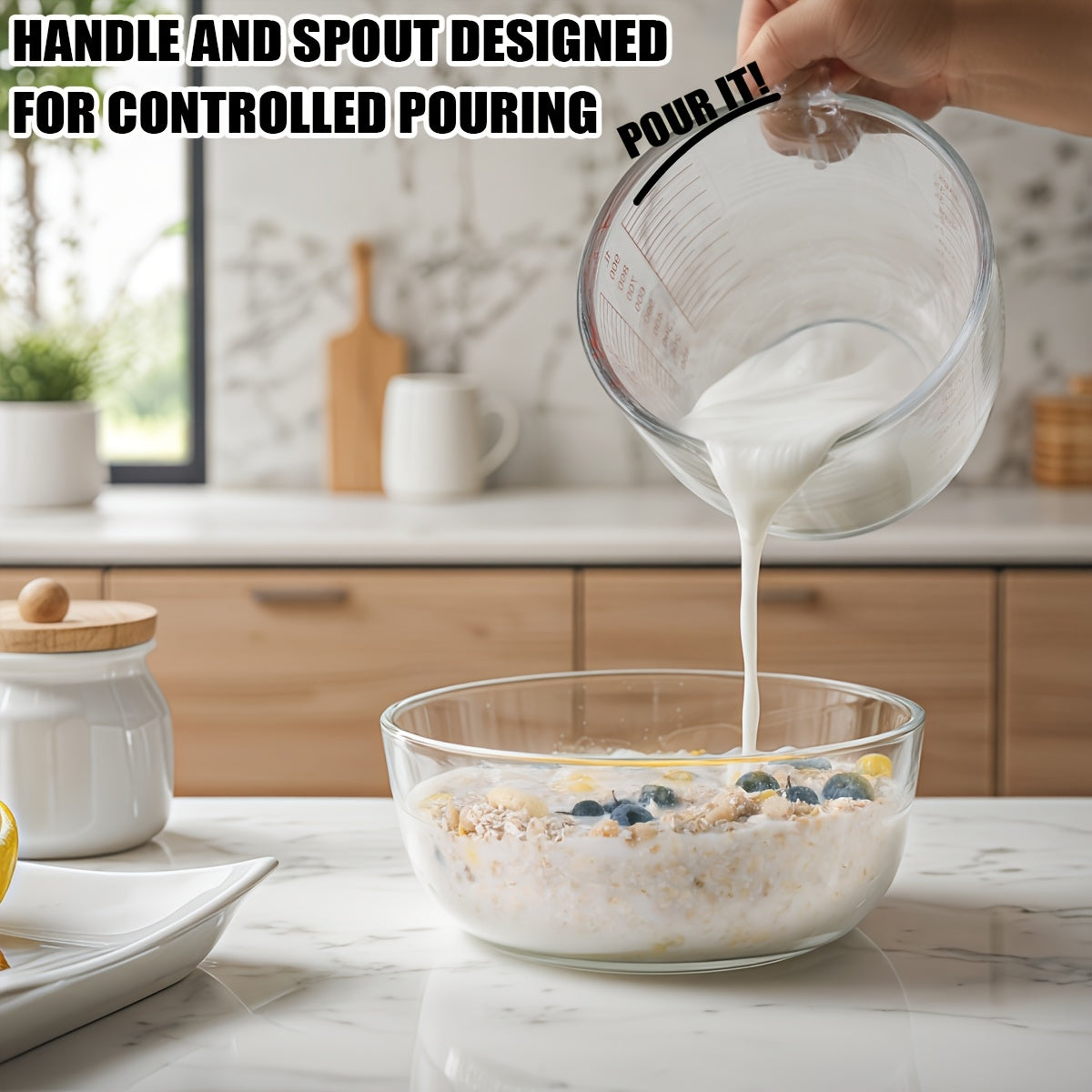 Glass Measuring Cups Set Tempered Glass with Ergonomic Handle Dishwasher Microwave Freezer Oven Safe – 11.83oz 16.91oz 33.81oz Transparent Kitchen Measuring Set 1 or 3 Piece