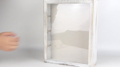Shadow Box Frame with Linen Back 11x14 12x16, Large Rustic Memory Display Case with 4 Removable Shelves for Flowers Pictures Championship Rings Medals Coins Pins Collection Home Decor Wall Display
