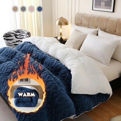 Plush Comforter Queen King Twin XL Full Extra Thick 500GSM Double-Sided Taffeta Soft Warm Fluffy Bedding for Autumn Winter – Grey Beige Blue Pink Luxury Cozy Comforter