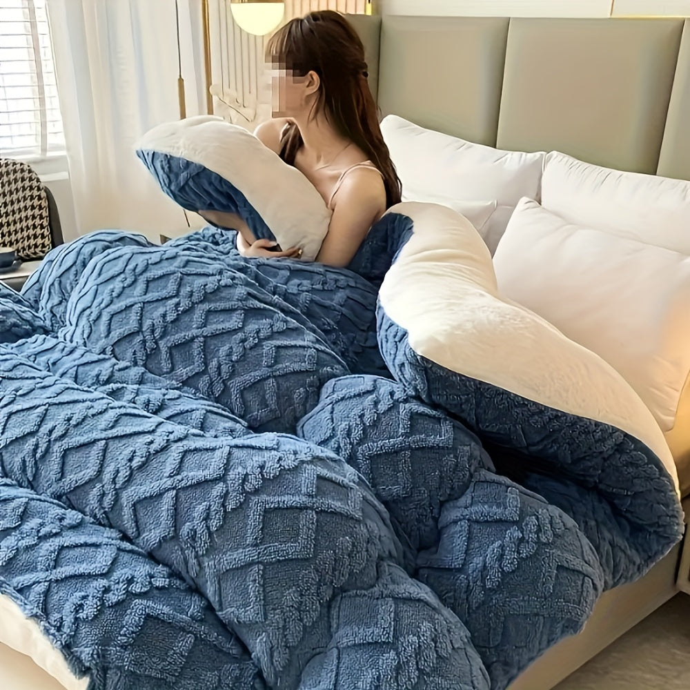 Taffeta Comforter Soft Thick Warm All Season – Luxurious Machine Washable Quilt for Bedroom, Guest Room & Kids Room, Twin Full Queen King, Elegant Gray & Sapphire Blue