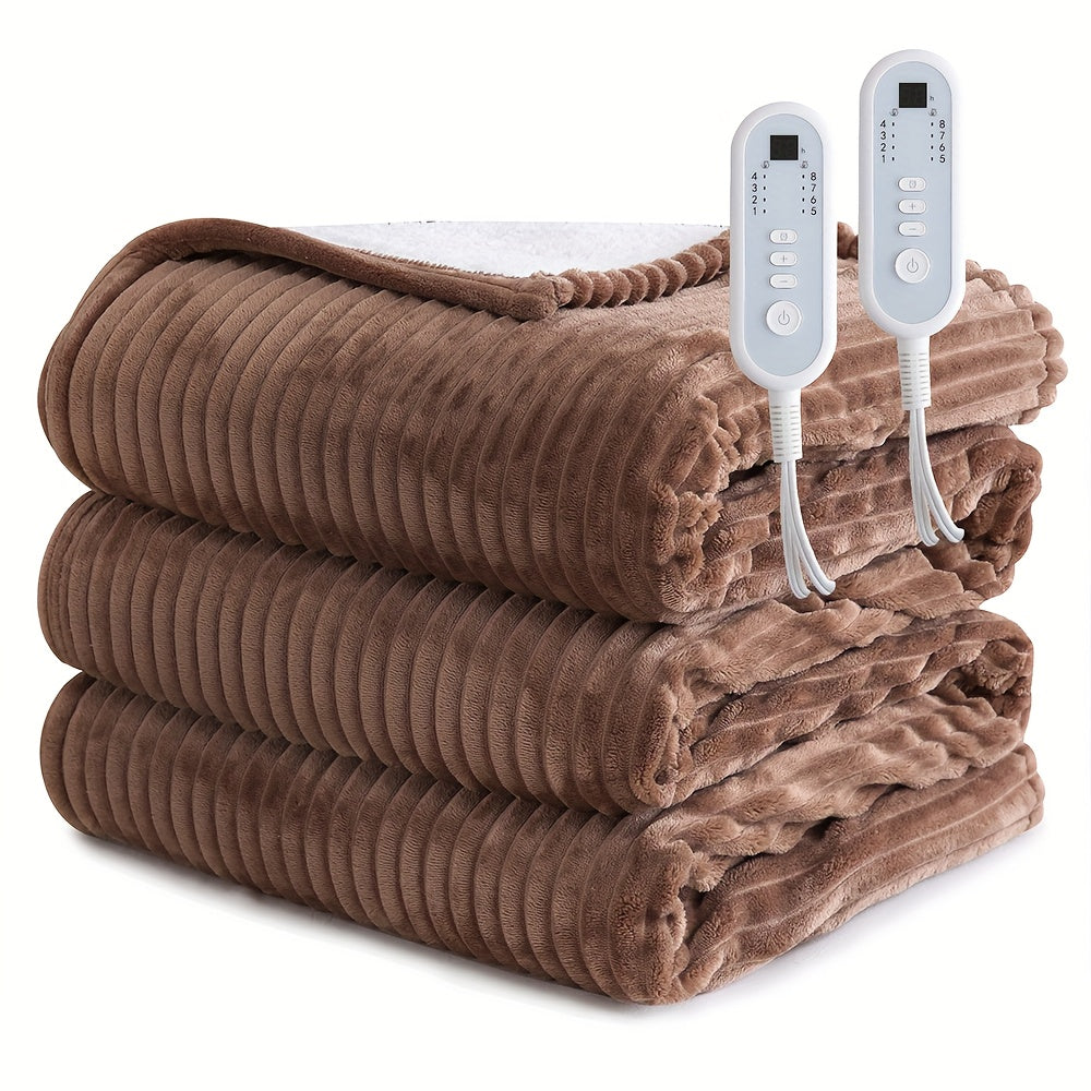 Heated Blanket Electric Flannel with 8 Heat Settings & 10-Hour Auto Off Timer, PTC NTC Dual Overheat Protection, Machine Washable Electric Blanket Throw Twin Full Queen King for Bed Couch Sofa