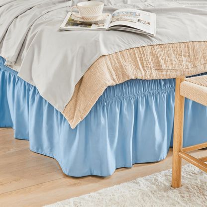 Bed Skirt Wrap Around Elastic – 15 Inch Drop Microfiber Dust Ruffle No Lift Needed Adjustable Hotel Quality Fade Resistant Machine Washable Twin Full Queen King 30 Colors