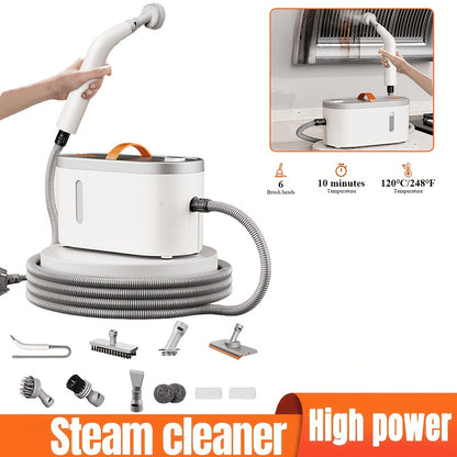 Handheld Steam Cleaner, 4.4 Bar High-Pressure Fast Heating with 6 Multifunctional Nozzles, 47oz Large Capacity, Dual Safety Protection, Portable Steam Mop for Kitchen Bathroom Floor Sofa Car & Appliances