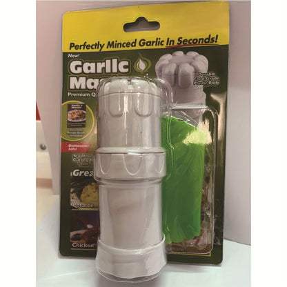 5-in-1 Garlic Press with Stainless Steel Blades & Ergonomic Handle – Heavy Duty Garlic Crusher Mincer Peeler Chopper Mixer, Dishwasher Safe Space-Saving Kitchen Gadget, 2 Pack