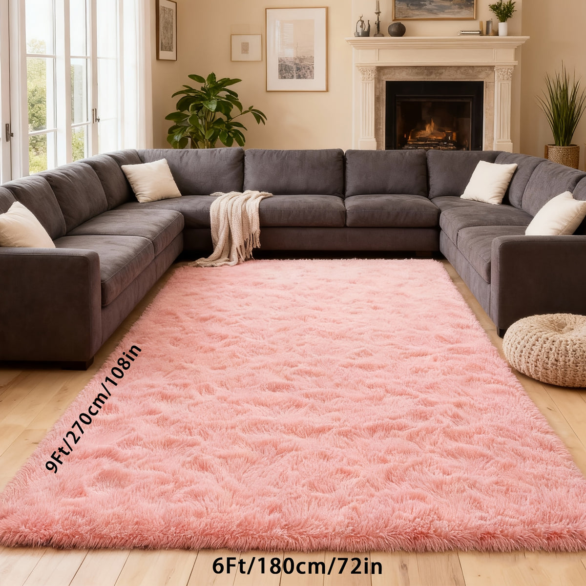 Machine Washable Shag Rug Super Soft Thick Plush Non-Slip Fluffy Carpet for Bedroom Living Room Study Dorm - 3x5 5x7 6x9 8x10 Ft - White Pink Gray Blue Green Black Home Decor Christmas Gift