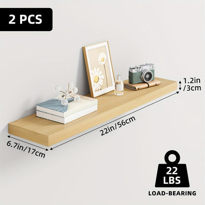 Floating Shelves Wall Mounted Wood – Set of 2, 4 or 6, 15.7” / 19.7” / 22”, Heavy Duty 30 lb Capacity, Wooden Wall Shelf for Living Room, Kitchen, Bathroom & Bedroom, Brown Black White Walnut Gray