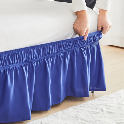 Bed Skirt Wrap Around Elastic – 15 Inch Drop Microfiber Dust Ruffle No Lift Needed Adjustable Hotel Quality Fade Resistant Machine Washable Twin Full Queen King 30 Colors