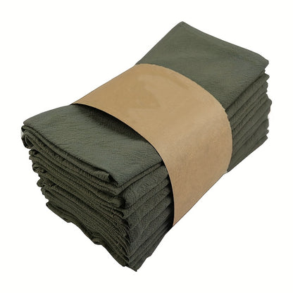 Cloth Napkins Set of 6 or 12 Solid Color Pleated Texture 16x16 Inch Washable Reusable Fabric Napkins for Wedding Dinner Party Banquet Restaurant Kitchen Table Decor