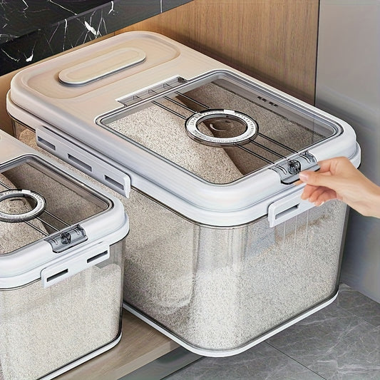 Rice Storage Container Airtight Flip Top Lid Insect Moisture Proof Grain Canister PET Square Sealable Dispenser for Kitchen Pantry Organization – 2.06 Gal & 2.85 Gal