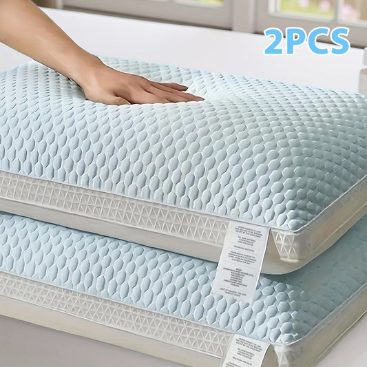 Neck Support Pillows Set of 2 - Cooling Bed Pillows for Sleeping, Adjustable Shredded Fill Pillow for Side, Back & Stomach Sleepers, Machine Washable Cervical Pillow for Bed, Sofa & Dorm, Blue Gray