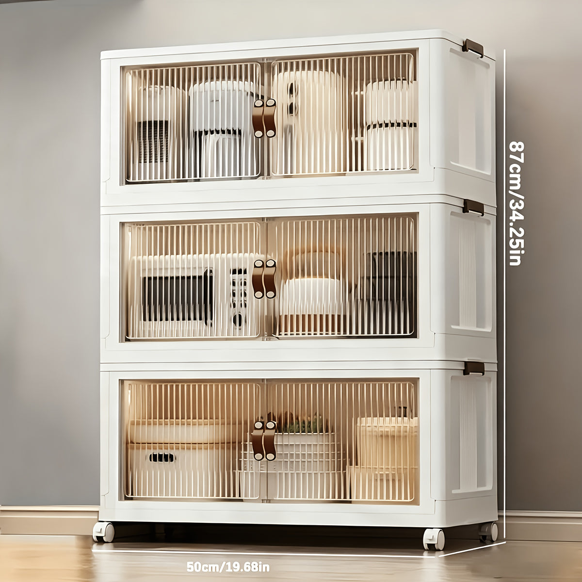 Rolling Stackable Storage Bins with Lid and Wheels 2/3/4/5-Tier Dual-Opening Lidded Organizer Box Drawer Unit for Home Kitchen Closet Bedroom