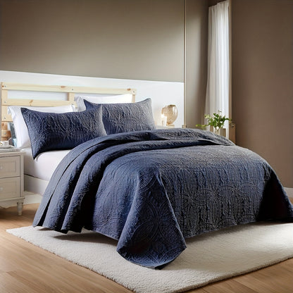 Quilt Set 3 Piece Soft Lightweight Bedding Set with 2 Pillowcases, Thin Comforter Set for Bedroom Guest Room Full Queen King, 10 Colors Washable Bed Quilt Cover Set