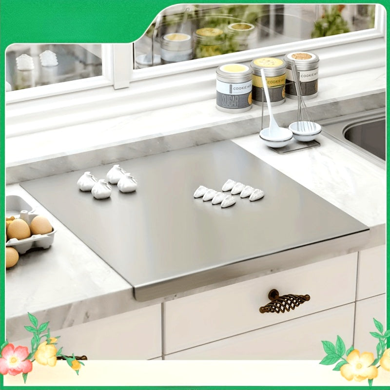 Stainless Steel Cutting Board 304 Grade - Rust-Resistant Butcher Block Kitchen Prep Board, Easy to Clean Rolling Work Surface, Modern Sleek Kitchen Tool for Meal Prep