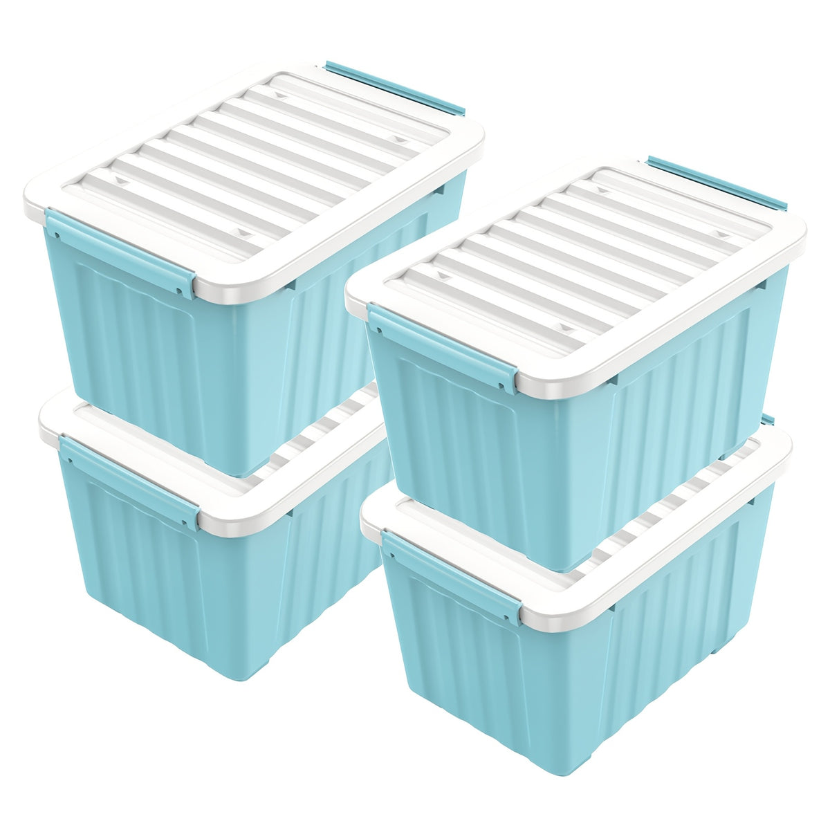 Storage Bins with Lids and Wheels Stackable 72Qt 97Qt Heavy Duty 220LB Capacity 4 6 Pack Plastic Storage Boxes for Home Garage Basement Clear Blue Black