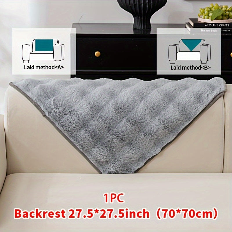 Faux Rabbit Plush Sofa Cover Winter Warm Thickened Anti-Slip Furniture Protector – Soft Pet-Friendly Couch Cover for Living Room Bedroom Office, 4 Colors