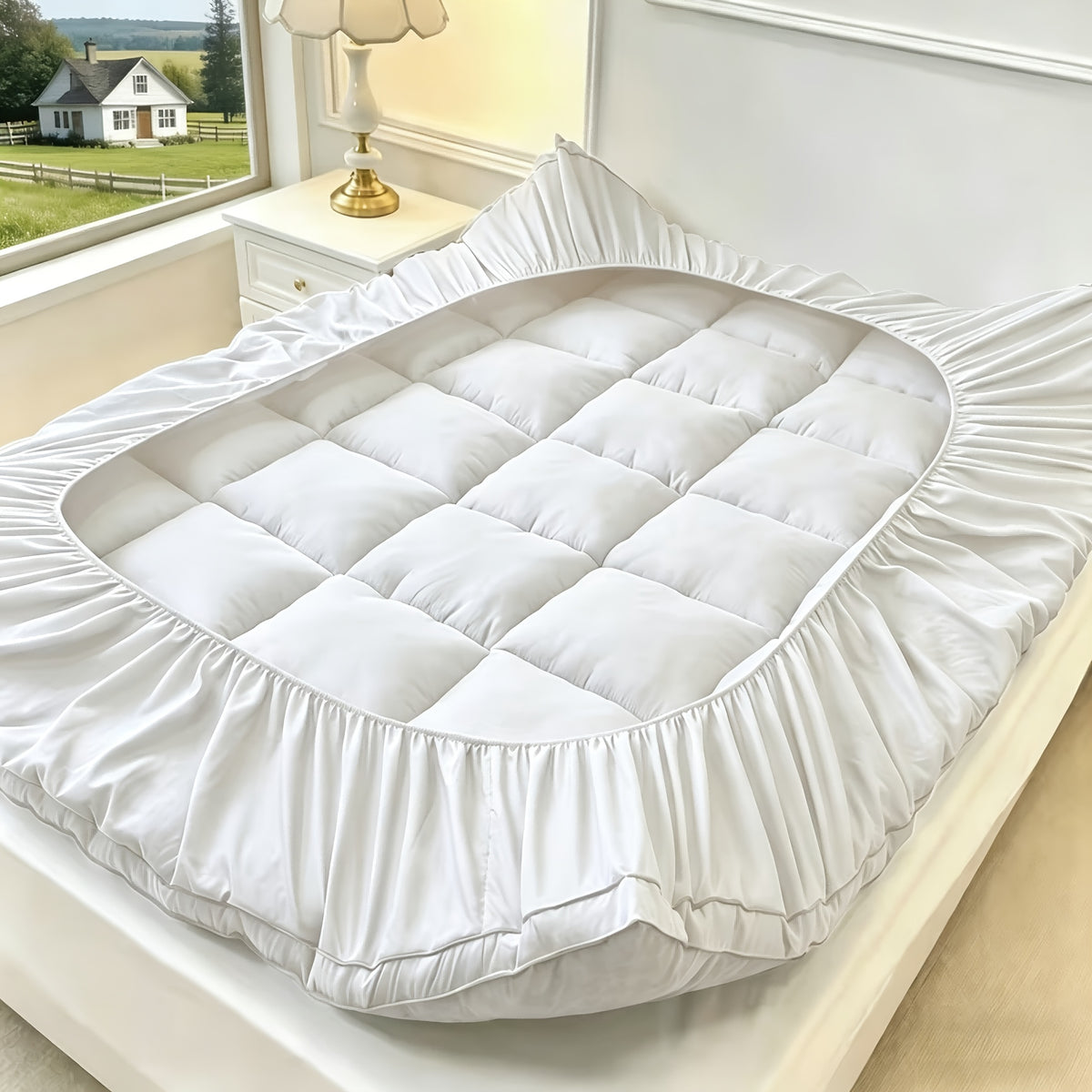 Mattress Topper Quilted Pillow Top Mattress Pad Cover, Fitted Mattress Protector 8-21" Deep Pocket Cooling, Twin Full Queen King for Hot Sleepers All Season