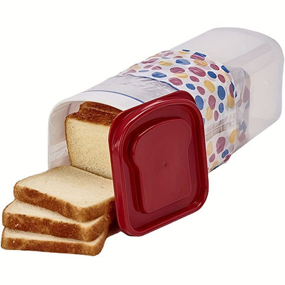 Bread Storage Container with Lid Transparent Flip Top Leak-Proof Reusable Plastic Sealing Box for Bread Toast Fruits Vegetables Rectangle Kitchen Food Storage Red Black