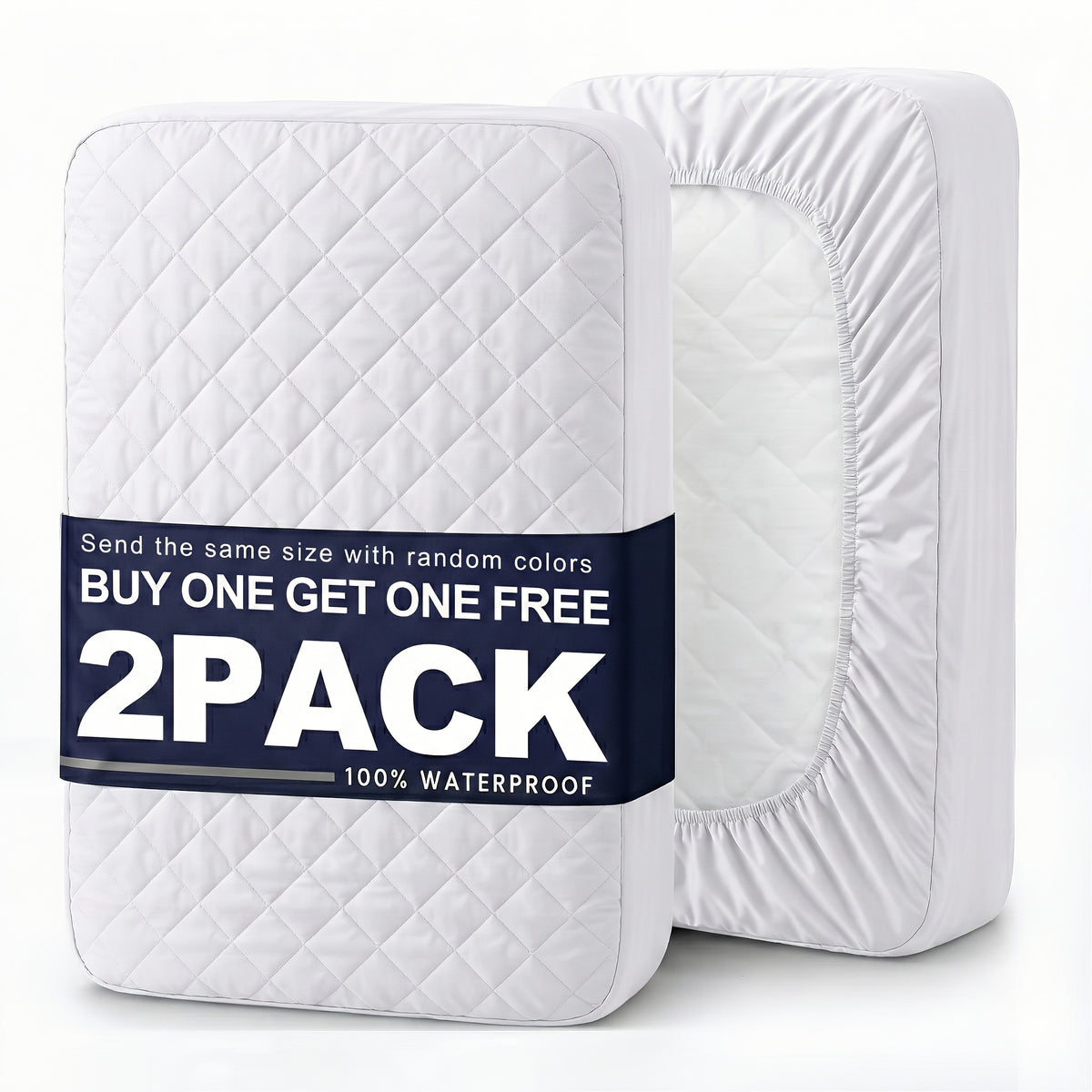 Waterproof Mattress Protector 2-Pack Non-Slip Deep Pocket Mattress Cover Bed Bug Proof Breathable Quilted Bedspread Twin Full Queen King Bedroom Guest Room